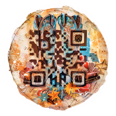 Cowboy Boots Mixed Media QR Code for Stickers — image 1