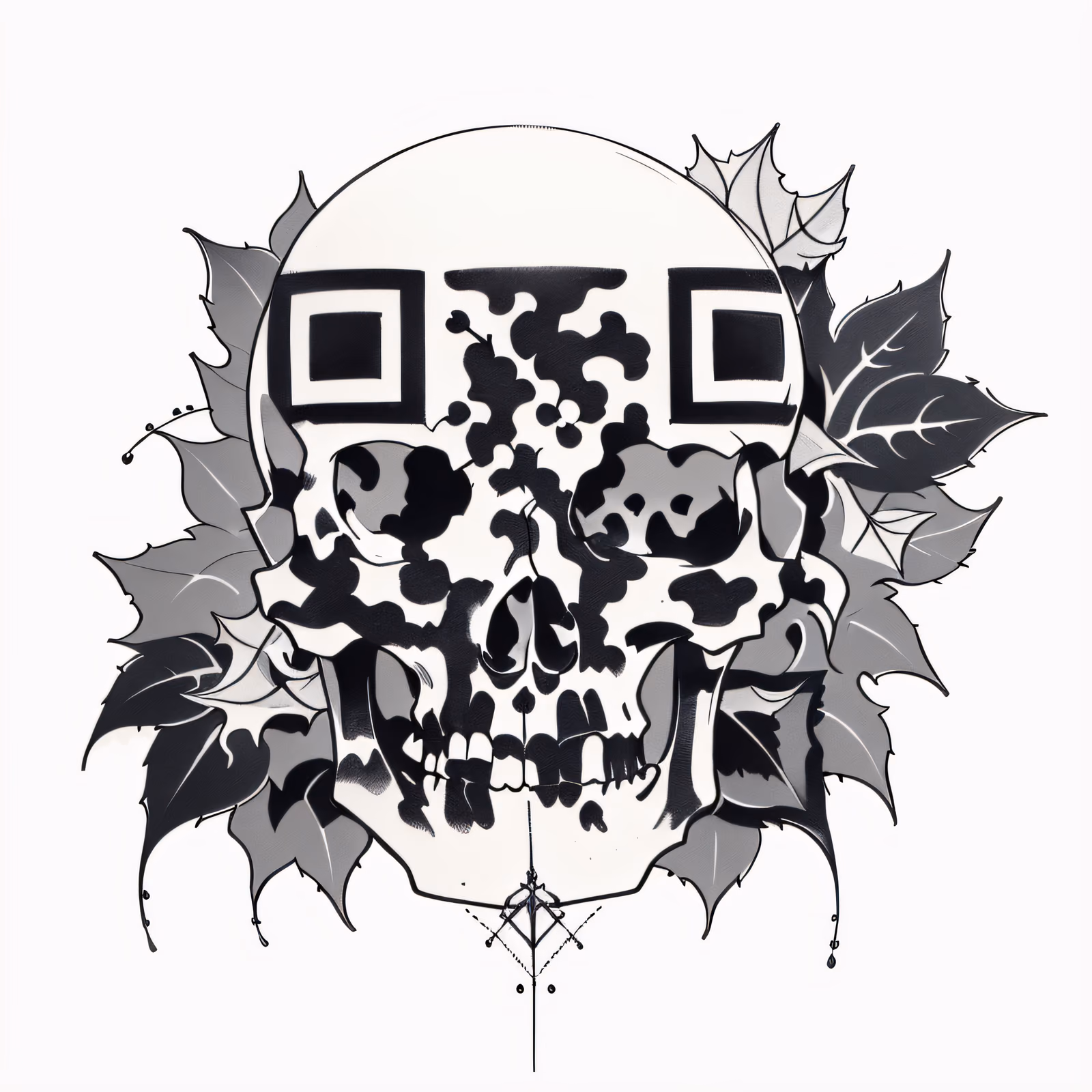 Ivy Skull Tattoo Ink Leaves QR Code for Temporary Tattoos — image 1