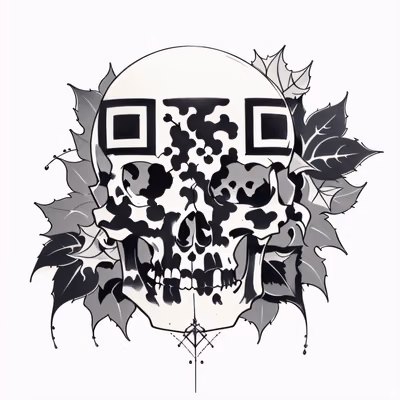 Ivy Skull Tattoo Ink Leaves QR Code for Temporary Tattoos — image 1