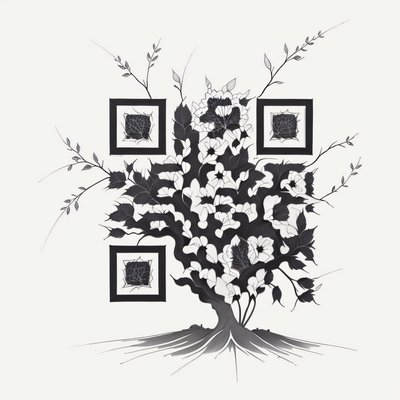 Flowering Tree Ink Tattoo QR Code for Temporary Tattoos