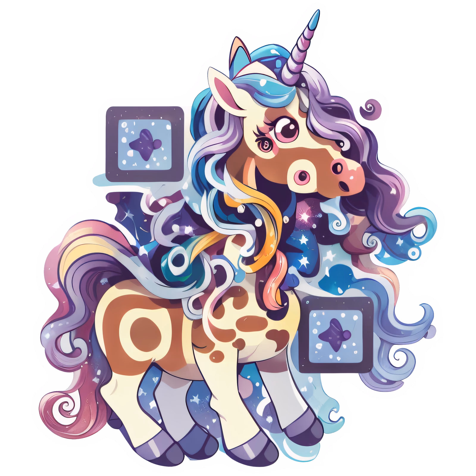 Cute Cartoon Unicorn Vector QR Code for Stickers — image 1