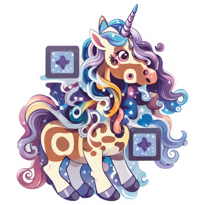 Cute Cartoon Unicorn Vector QR Code for Stickers — image 1