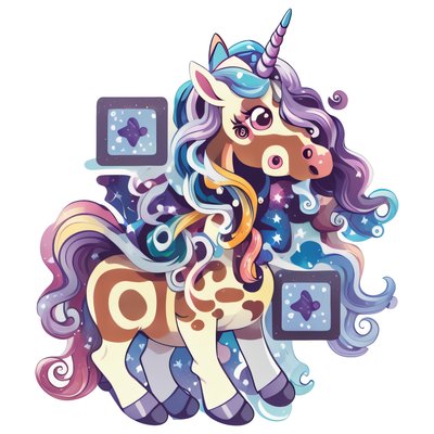 Cute Cartoon Unicorn Vector QR Code for Stickers