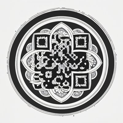 Chrysanthemum Medallion Tattoo Ink QR Code for Temporary Tattoos