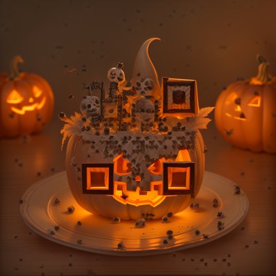 Glowing Jack-o'-Lantern Halloween 3D QR Code for Event Invitations