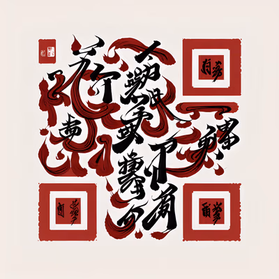 Красно-чёрная каллиграфия кистью: QR-код для плакатов — изображение 1