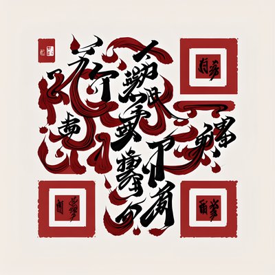Red and Black Brush Calligraphy Lettering QR Code for Posters