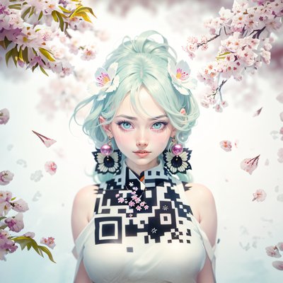 Sakura Girl 3D Portrait QR Code Art