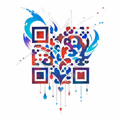 Сердце из капель туши в стиле тату: QR-код для временных татуировок — изображение 1