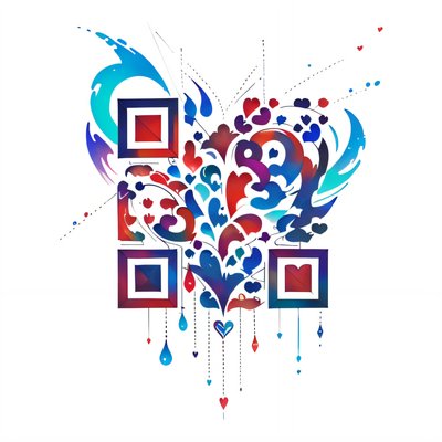 Ink Drop Heart Tattoo Style QR Code for Temporary Tattoos