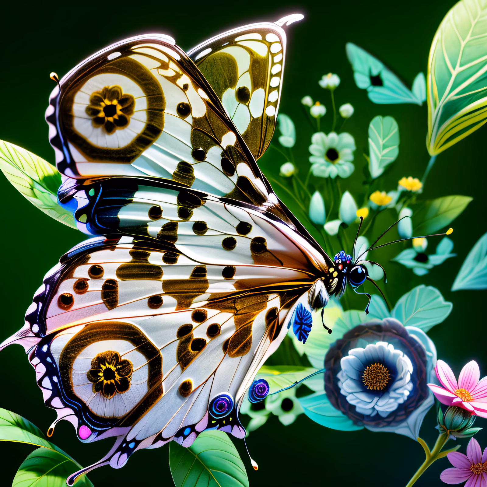 Glowing Butterfly and Flowers 3D QR Code Art — image 1