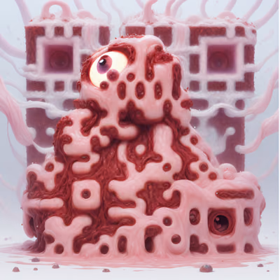 Pink Slime Monster Surreal QR Code for Posters — image 1