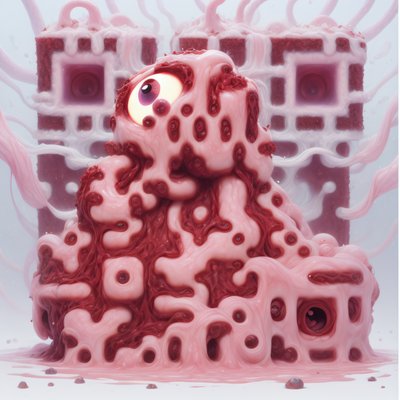 Pink Slime Monster Surreal QR Code for Posters