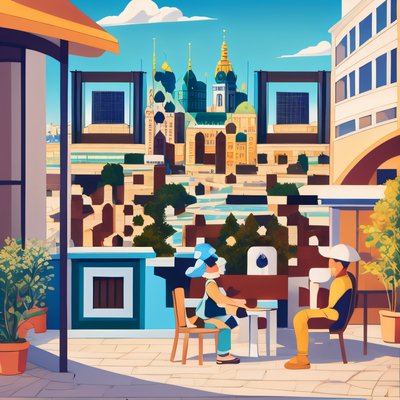 Stockholm Cafe Terrace Vector QR Code for Posters