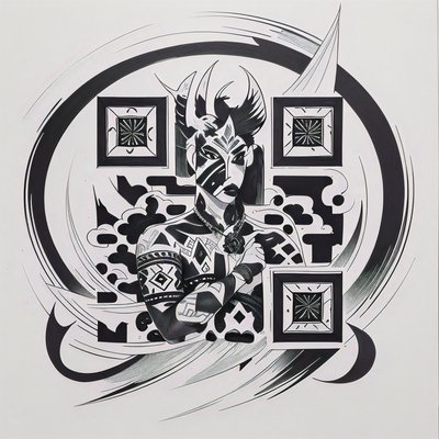 Tribal Figure Ink Tattoo QR Code for Temporary Tattoos