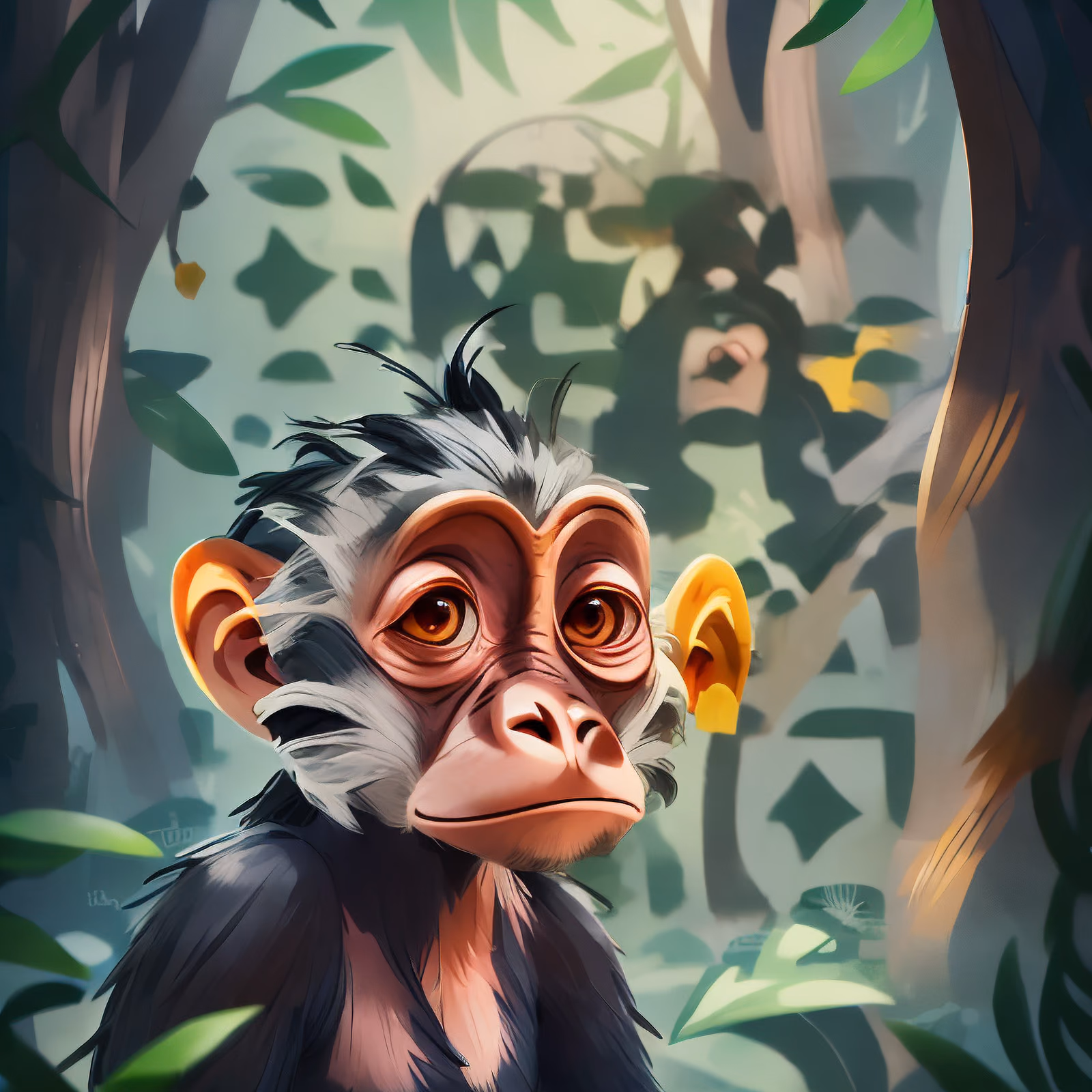 Cartoon Monkey Jungle Game Art QR Code for Posters — image 1