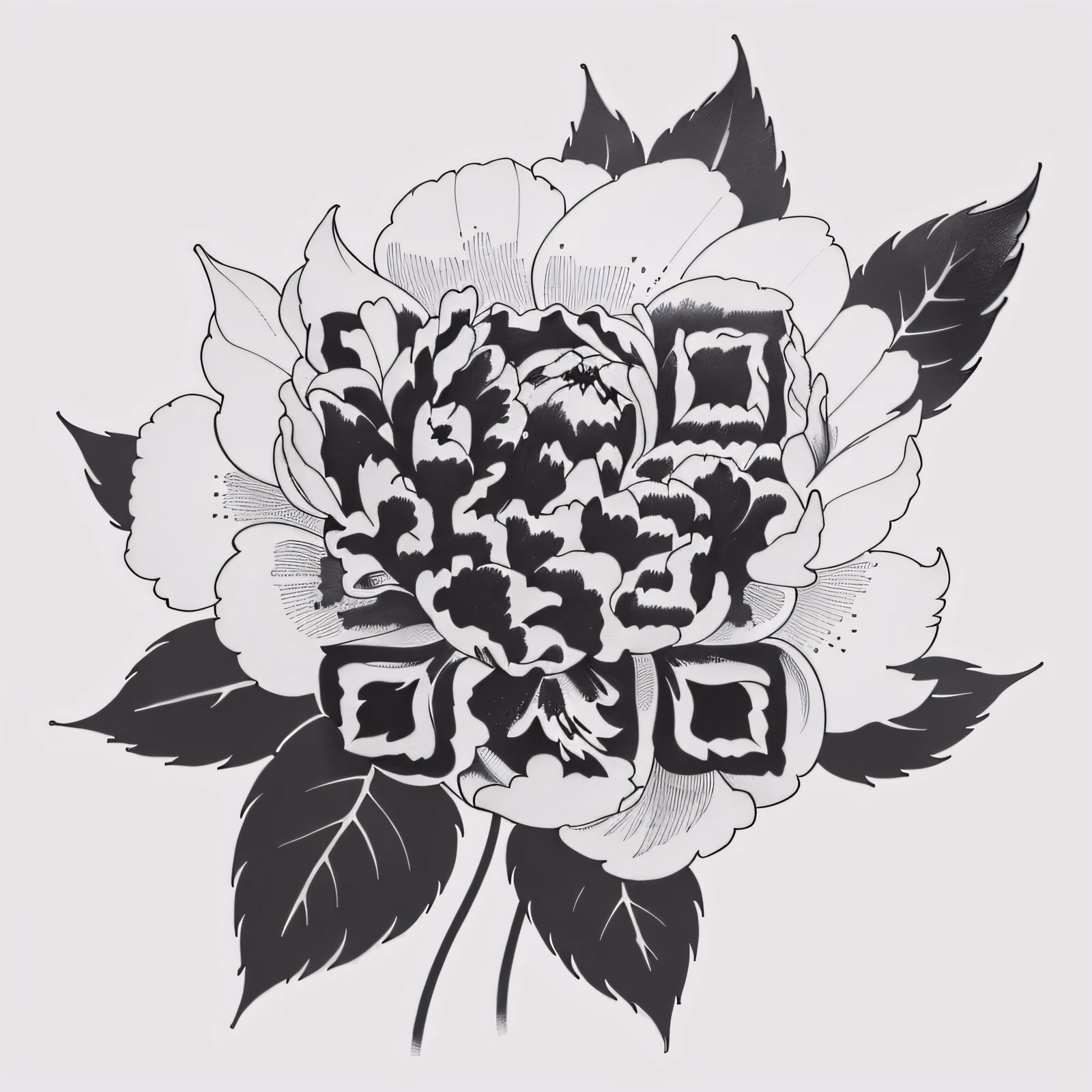 Peony Ink Tattoo Leaves QR Code for Temporary Tattoos — image 1