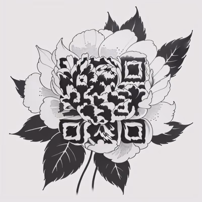 Peony Ink Tattoo Leaves QR Code for Temporary Tattoos — image 1