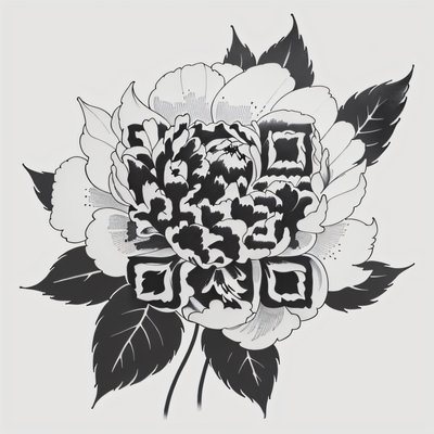 Peony Ink Tattoo Leaves QR Code for Temporary Tattoos