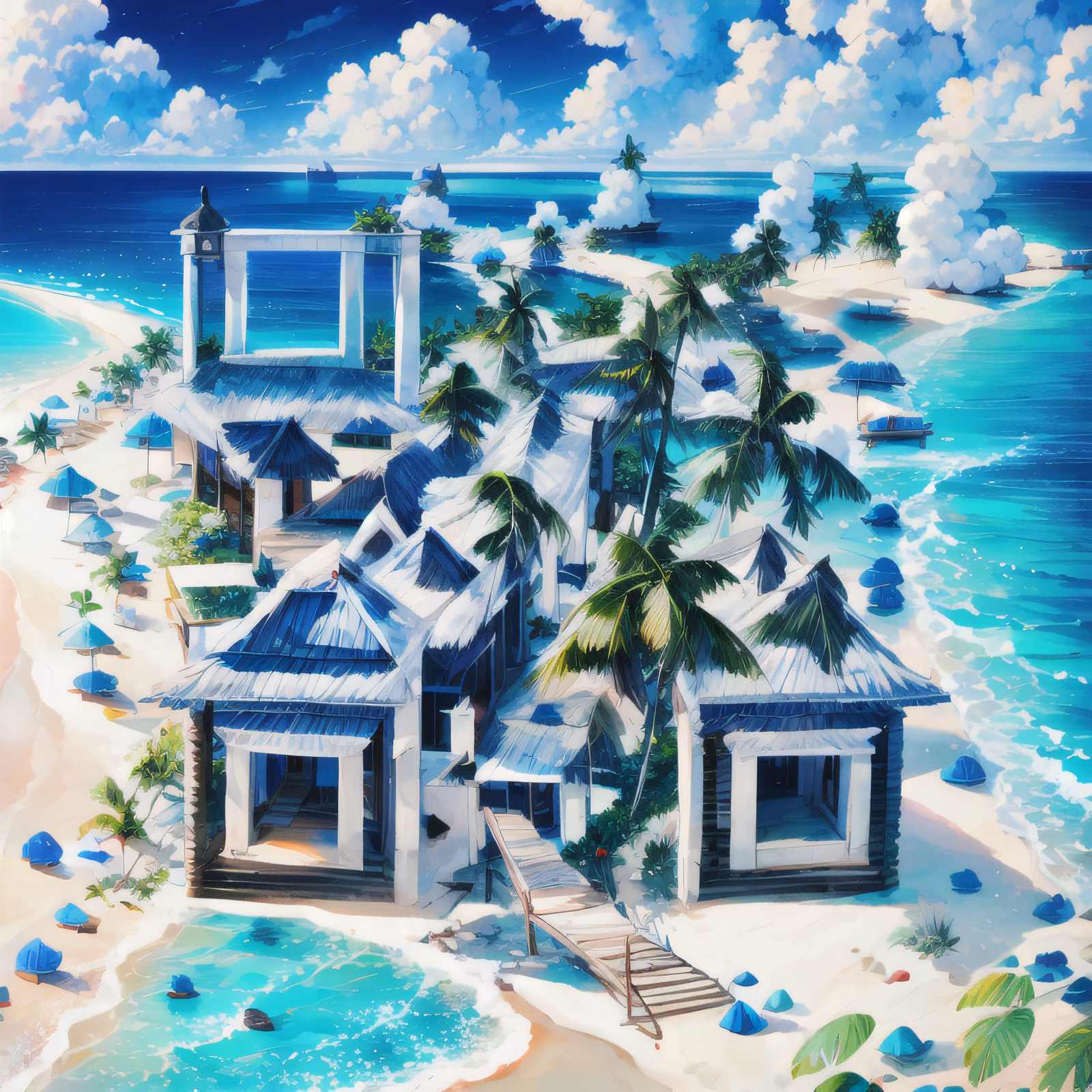 Maldives Beach Resort Painting QR Code Art — image 1