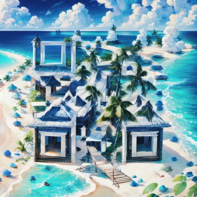 Maldives Beach Resort Painting QR Code Art