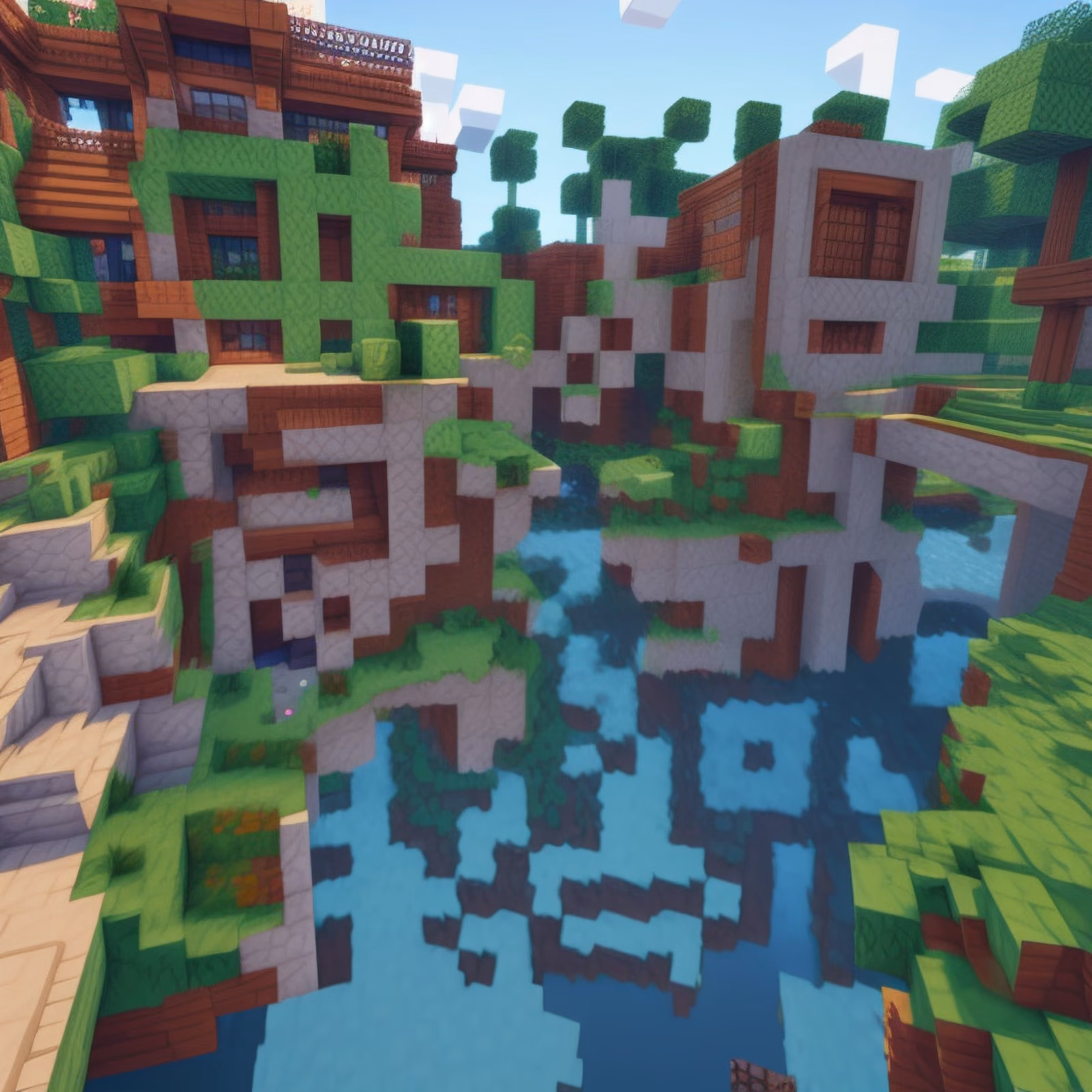 Blocky River City Voxel QR Code for Posters — image 1
