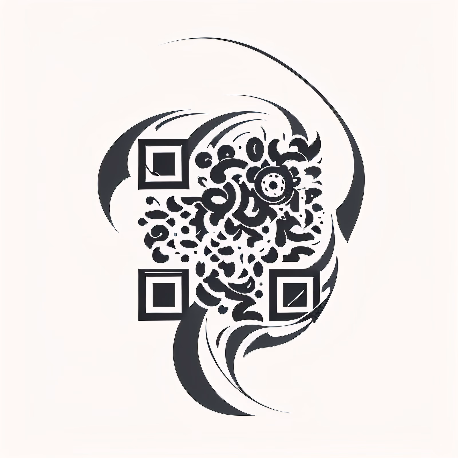 Вихрь чернильных завитков: QR-код для временных тату — изображение 1
