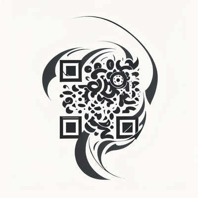 Swirling Ink Flourish Tattoo QR Code for Temporary Tattoos