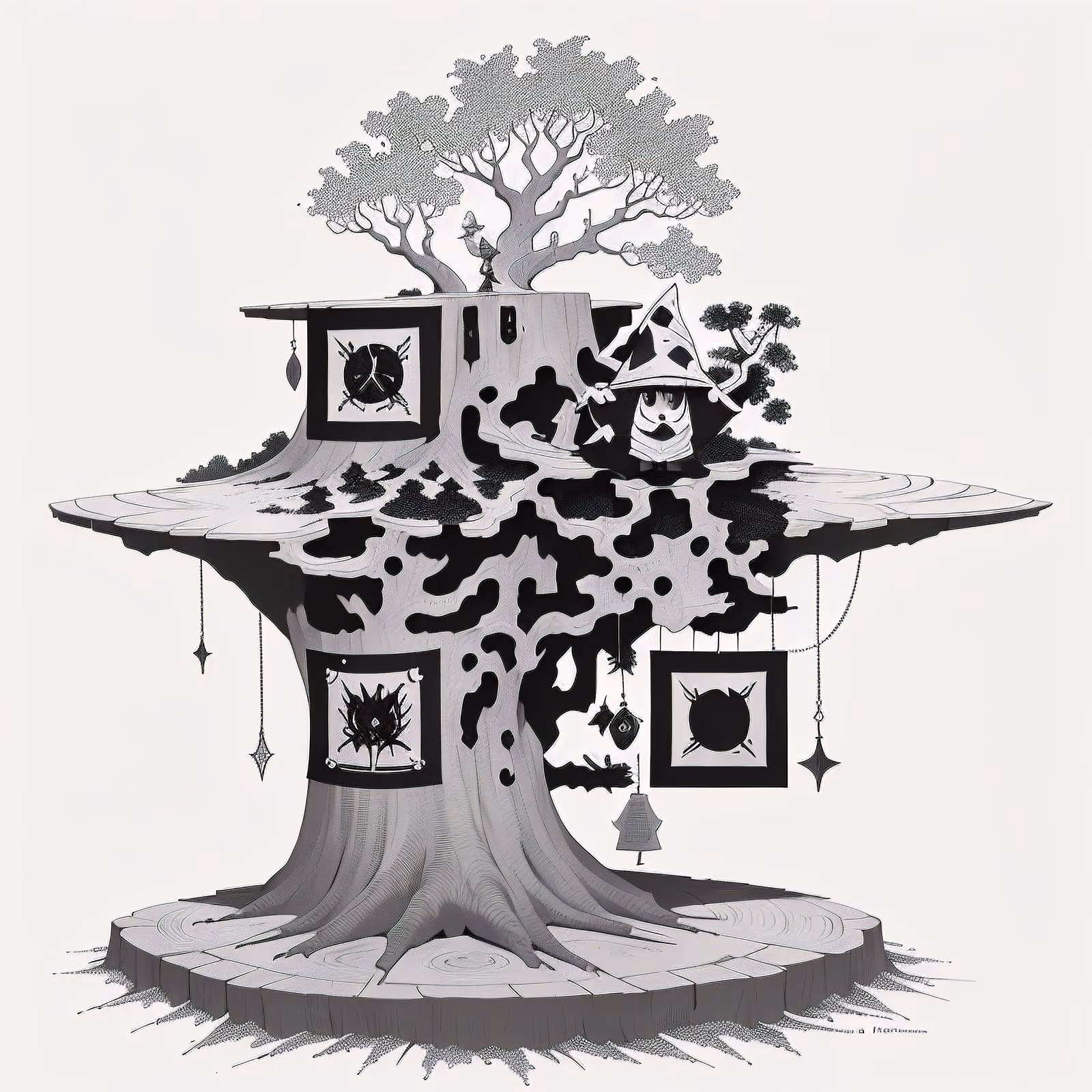 Гном в пне: QR-код в технике рисунка тушью — изображение 1