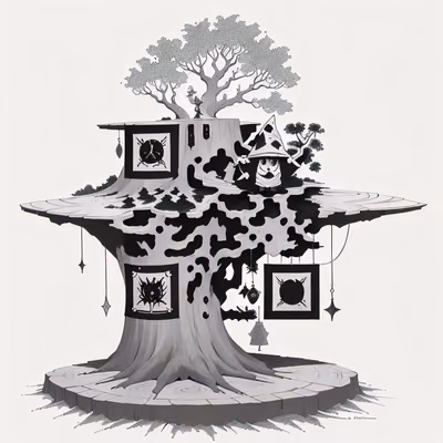Гном в пне: QR-код в технике рисунка тушью — изображение 1