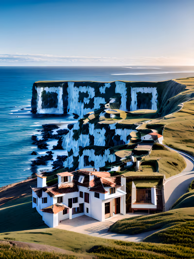 Coastal Villa Cliff Landscape Photo QR Code Art — image 1