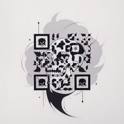 Ivy Skull Tattoo Ink QR Code for Apparel — image 1