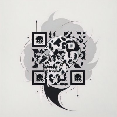 Ivy Skull Tattoo Ink QR Code for Apparel