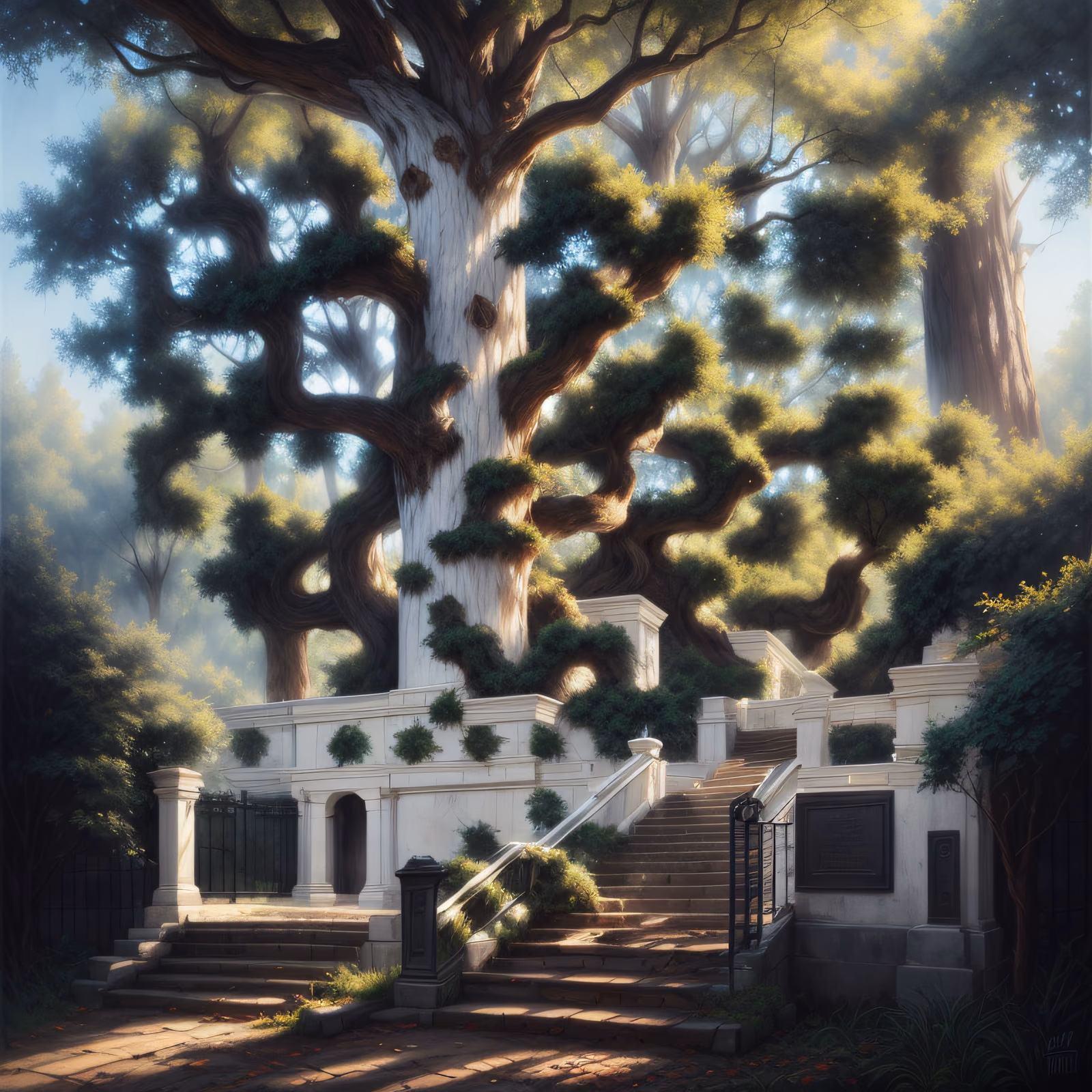 Giant Tree Staircase Photorealistic QR Code Art — image 1