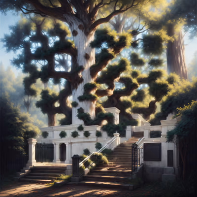 Giant Tree Staircase Photorealistic QR Code Art — image 1