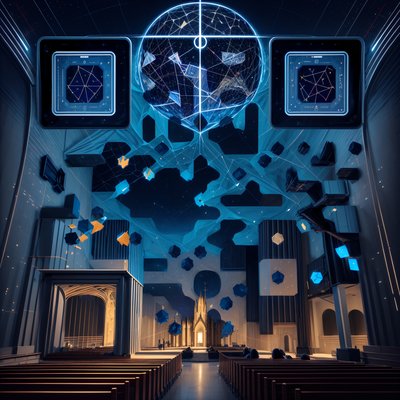 Cube Cathedral Constellation 3D QR Code for Posters