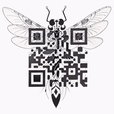 Dragonfly Ink Tattoo QR Code for Temporary Tattoos — image 1