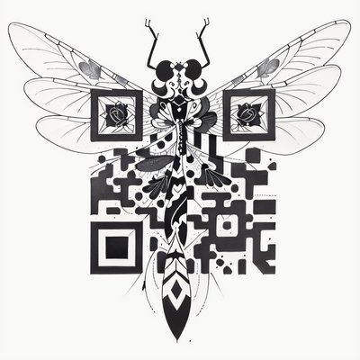 Dragonfly Ink Tattoo QR Code for Temporary Tattoos