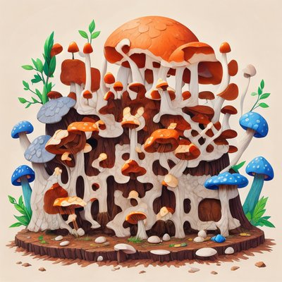 Mushroom Tree Stump Storybook QR Code Art