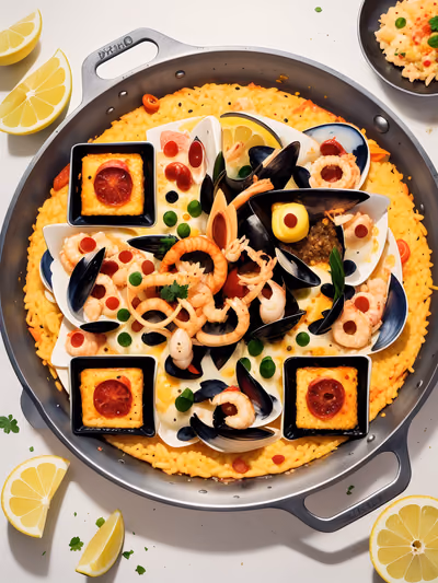 Seafood Paella Pan Cartoon QR Code for Restaurant Menus — image 1