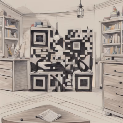 Pencil Sketch Room Interior QR Code Art — image 1