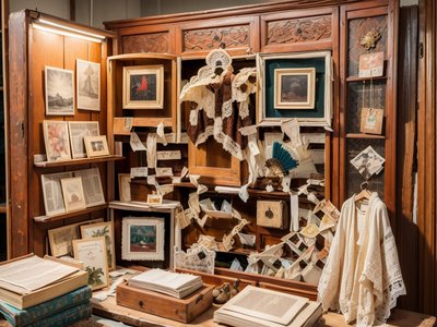 Antique Shop Cabinet Photorealistic QR Code for Window Displays