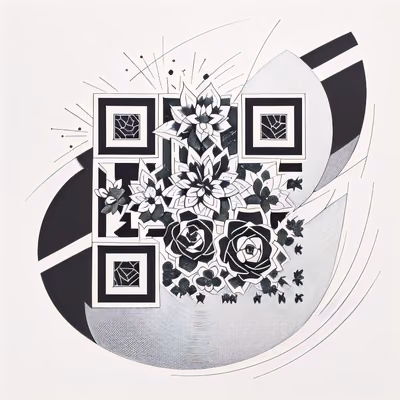 Суккуленты в стиле татуировки, рисунок тушью: QR-код — изображение 1