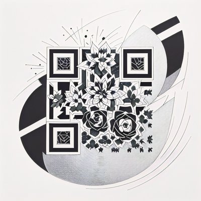 Суккуленты в стиле татуировки, рисунок тушью: QR-код