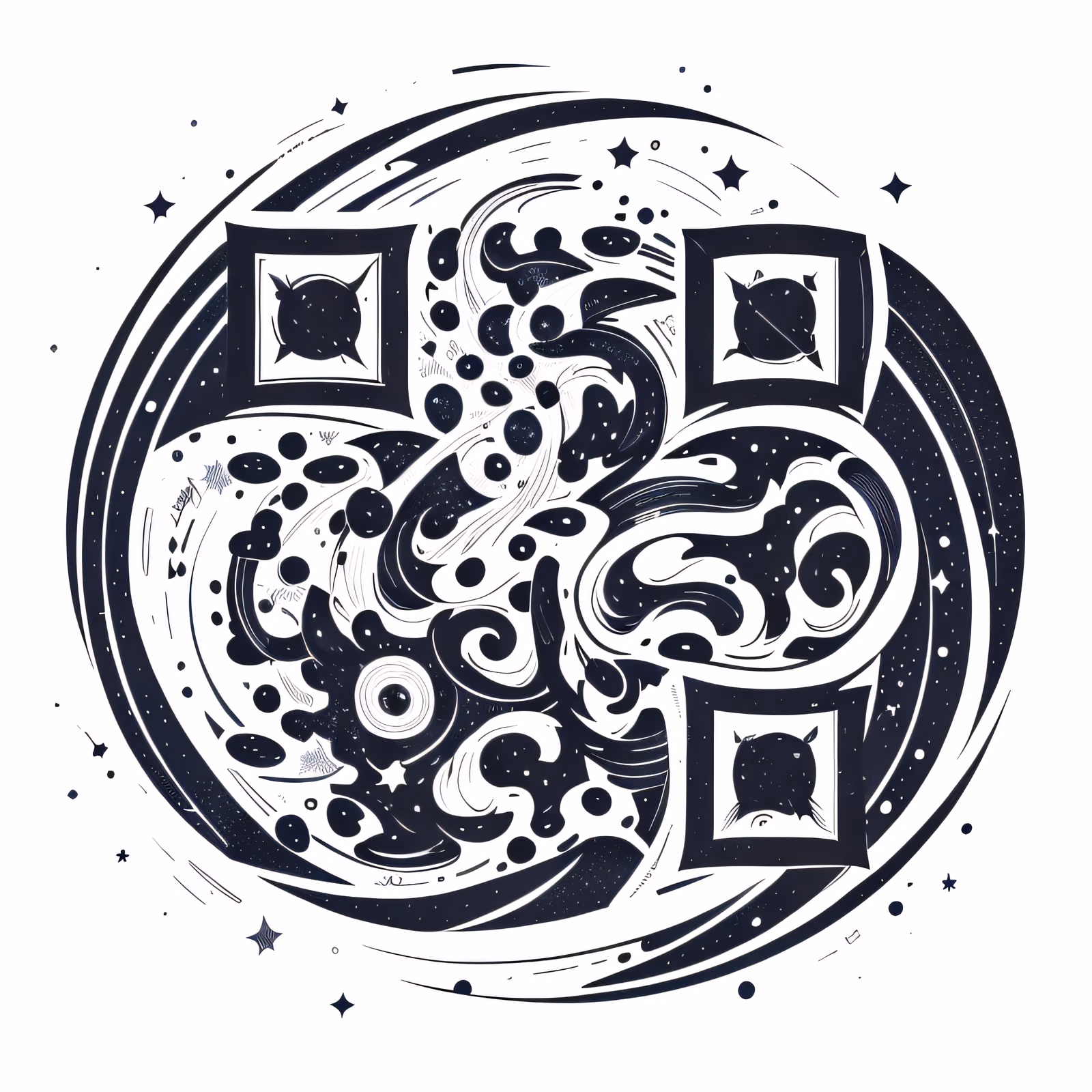 Galaxy Swirl Tattoo Line Art QR Code for Temporary Tattoos — image 1