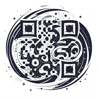 Galaxy Swirl Tattoo Line Art QR Code for Temporary Tattoos