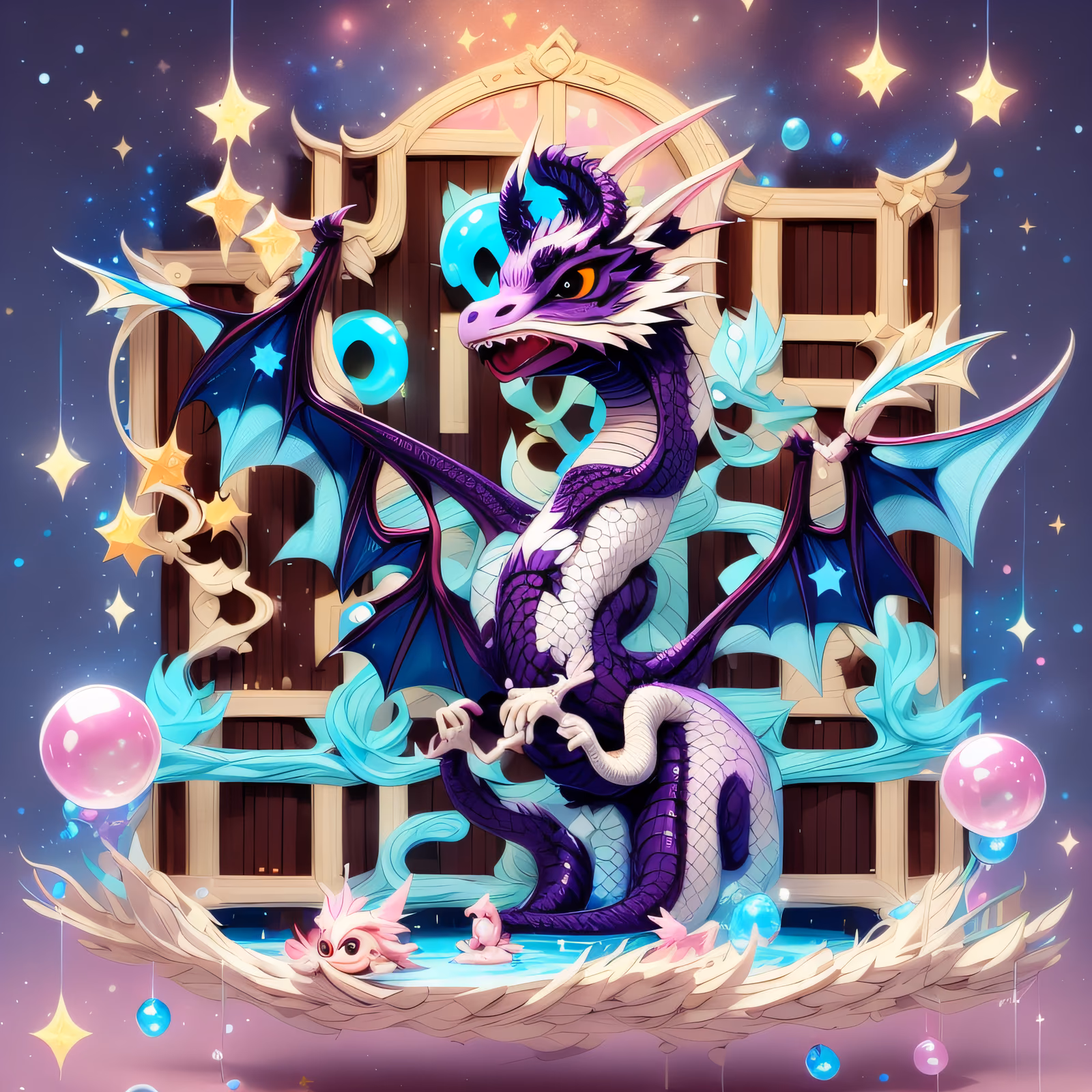 Purple Dragon Cartoon Fantasy QR Code for Posters — image 1