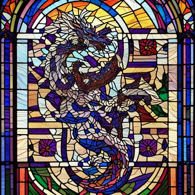 Dragon Stained Glass Window QR Code Art