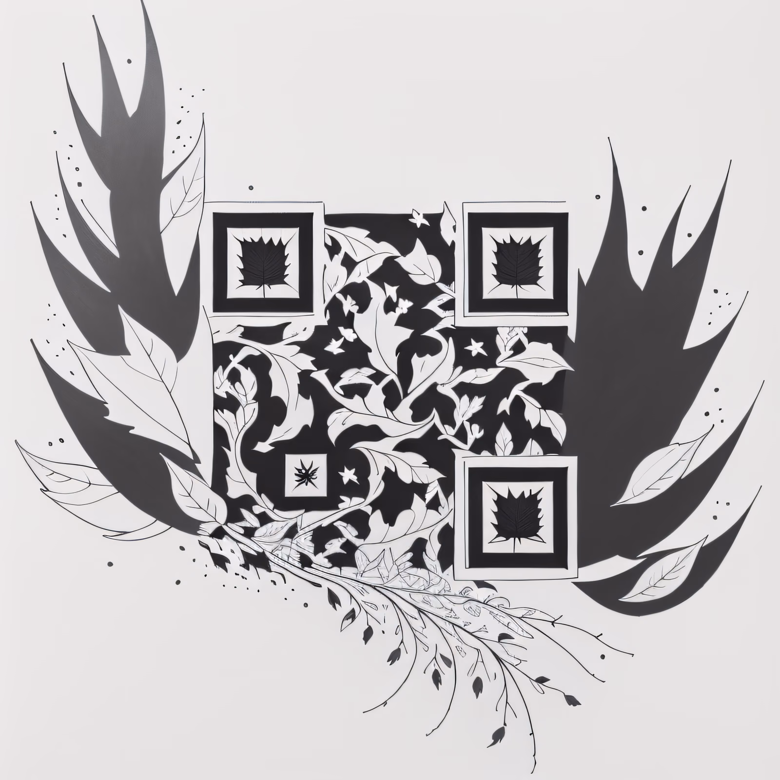 Листья и лозы чернилами: QR-код для временных татуировок — изображение 1