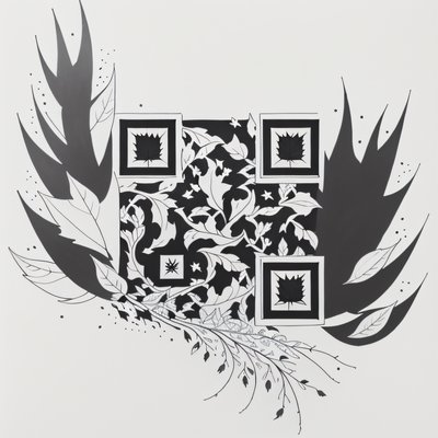 Leaf and Vine Ink Tattoo QR Code for Temporary Tattoos